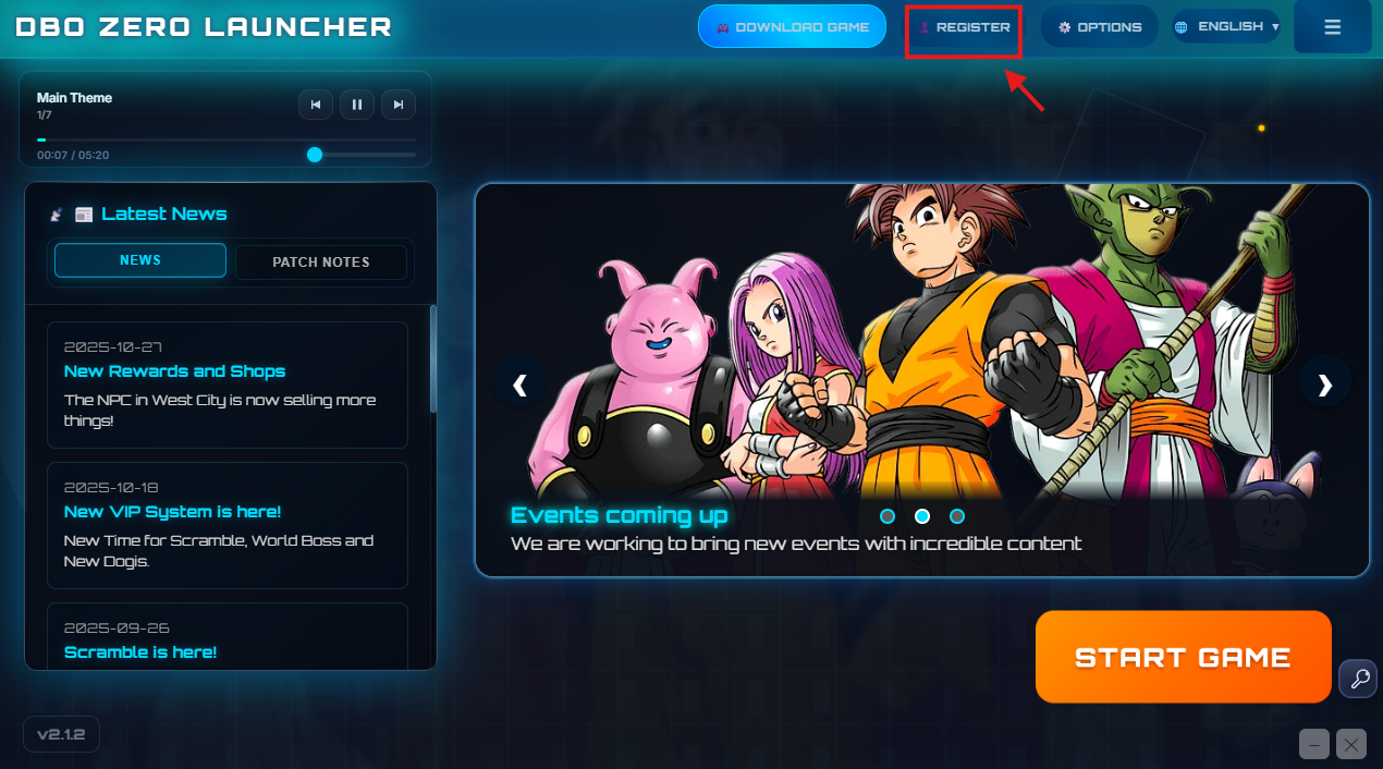 Launcher Register Button